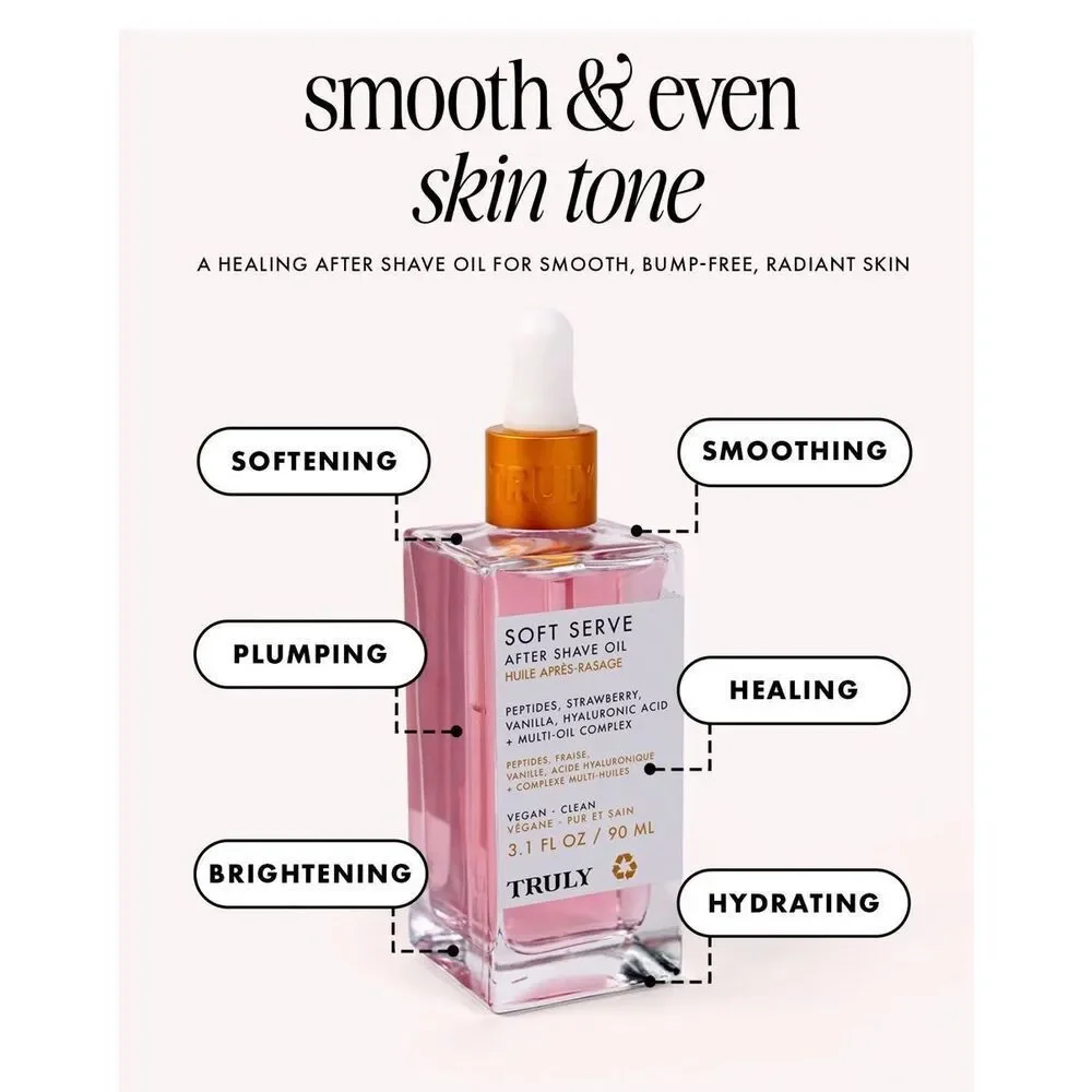 TRULY BEAUTY - NWT - Soft Serve After Shave Oil, 3.1 fl. oz. No Box